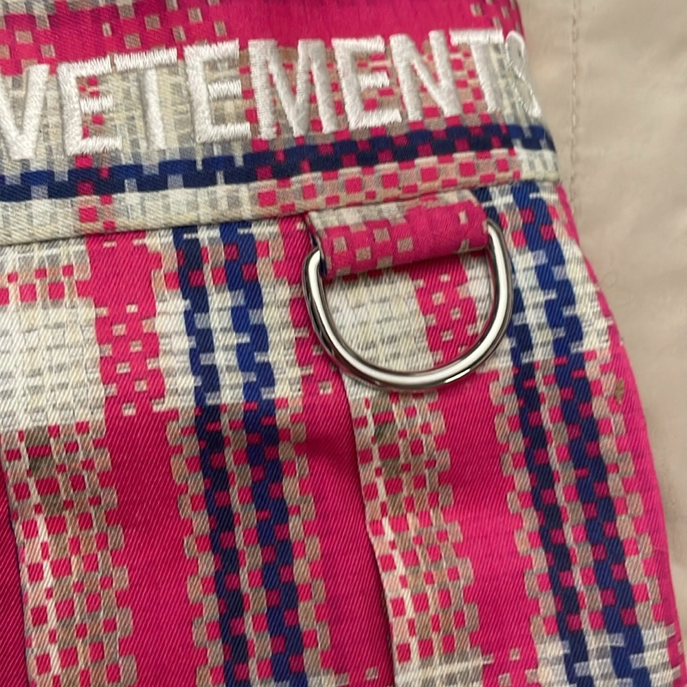 Vetements Pink Plaid Pleated Mini Skirt with Blue & White Accents - Picture 8 of 12